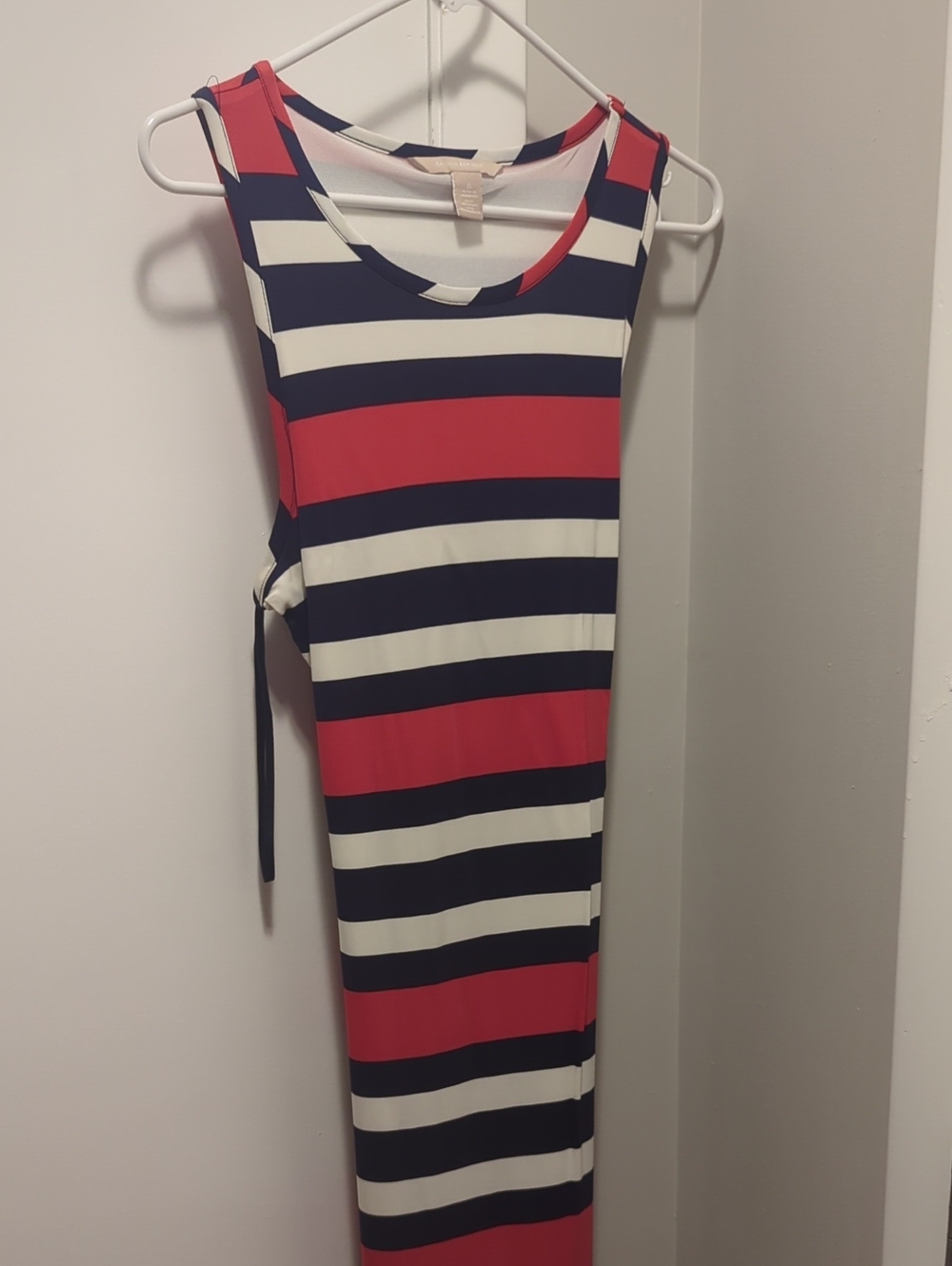 Banana Republic Sleeveless Striped Maxi Dress in Navy, Red & White